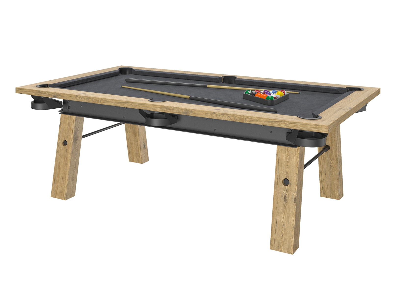 Billard transformable en table Steel anthracite et chêne sablé - René Pierre