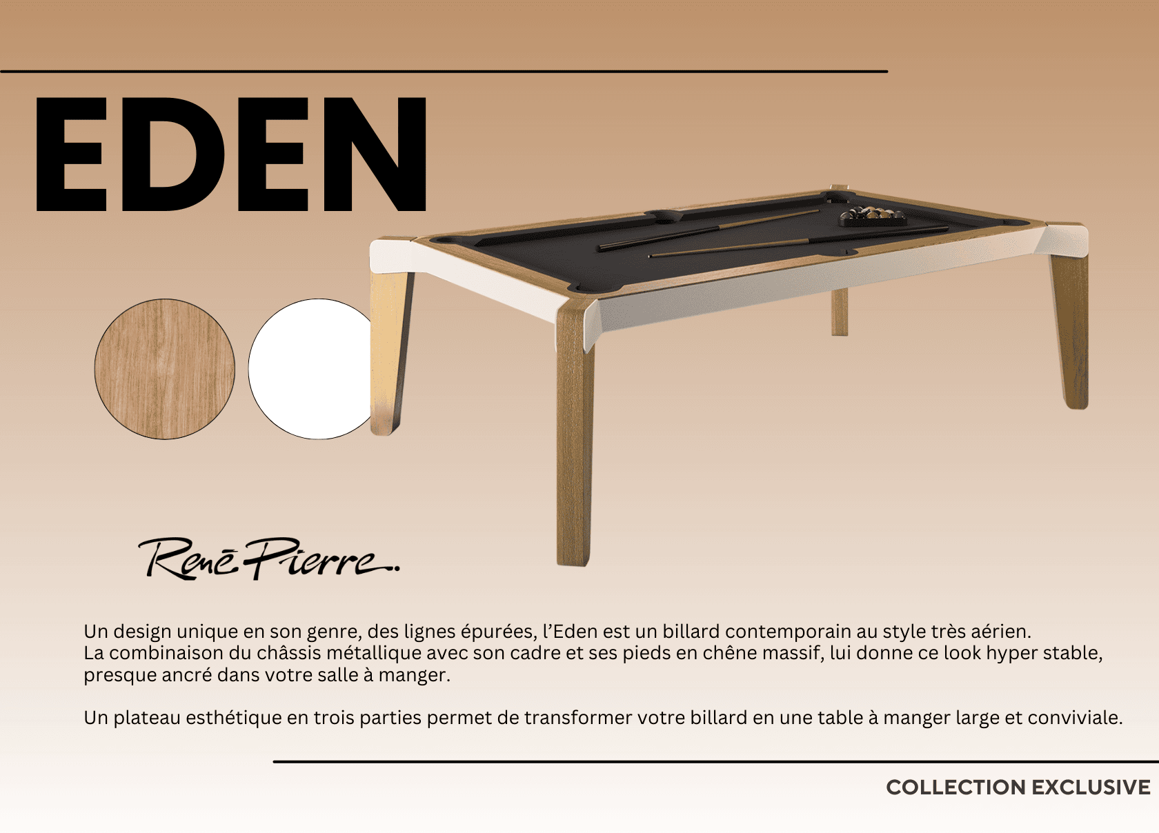 Billard transformable en table Steel anthracite et chêne sablé - René Pierre