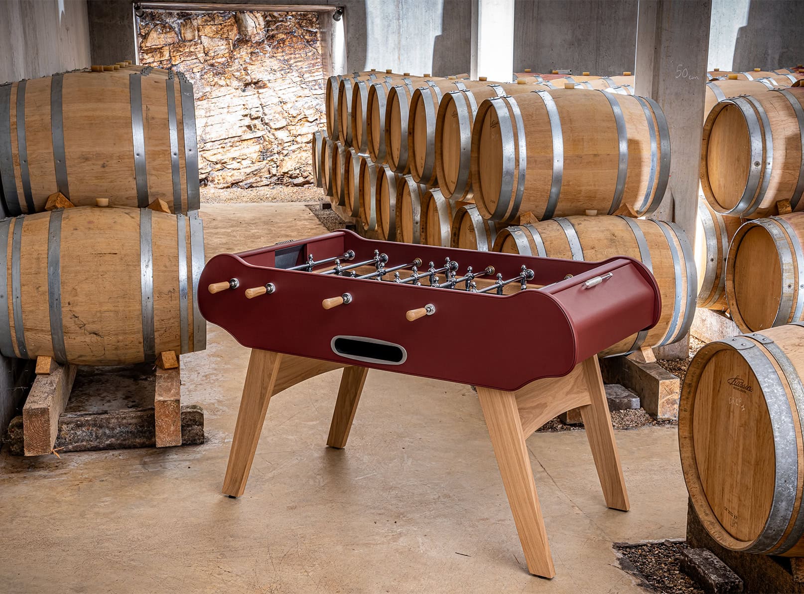Baby-foot Cuir Bourgogne